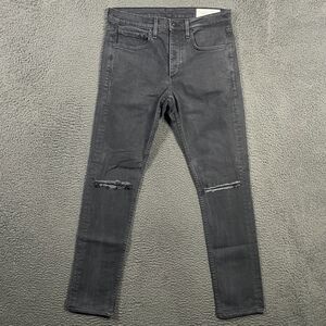 rag & bone Jeans Mens 31x30 Black Fit 1 Extra Slim Fit Stretch Distressed Denim